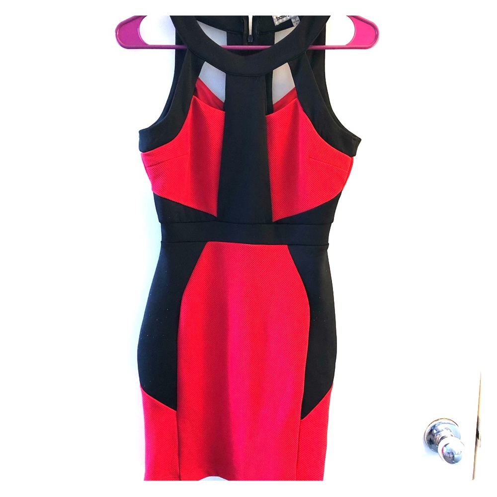 Red and Black Halter Top Mini Dress.